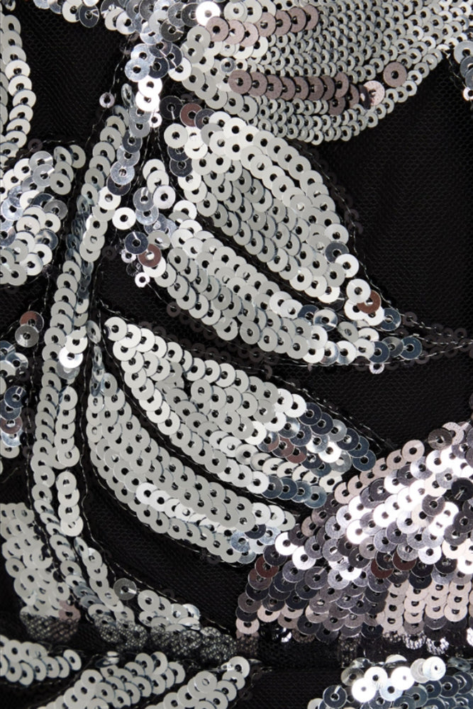 Botanical Sequin Embellished Gown