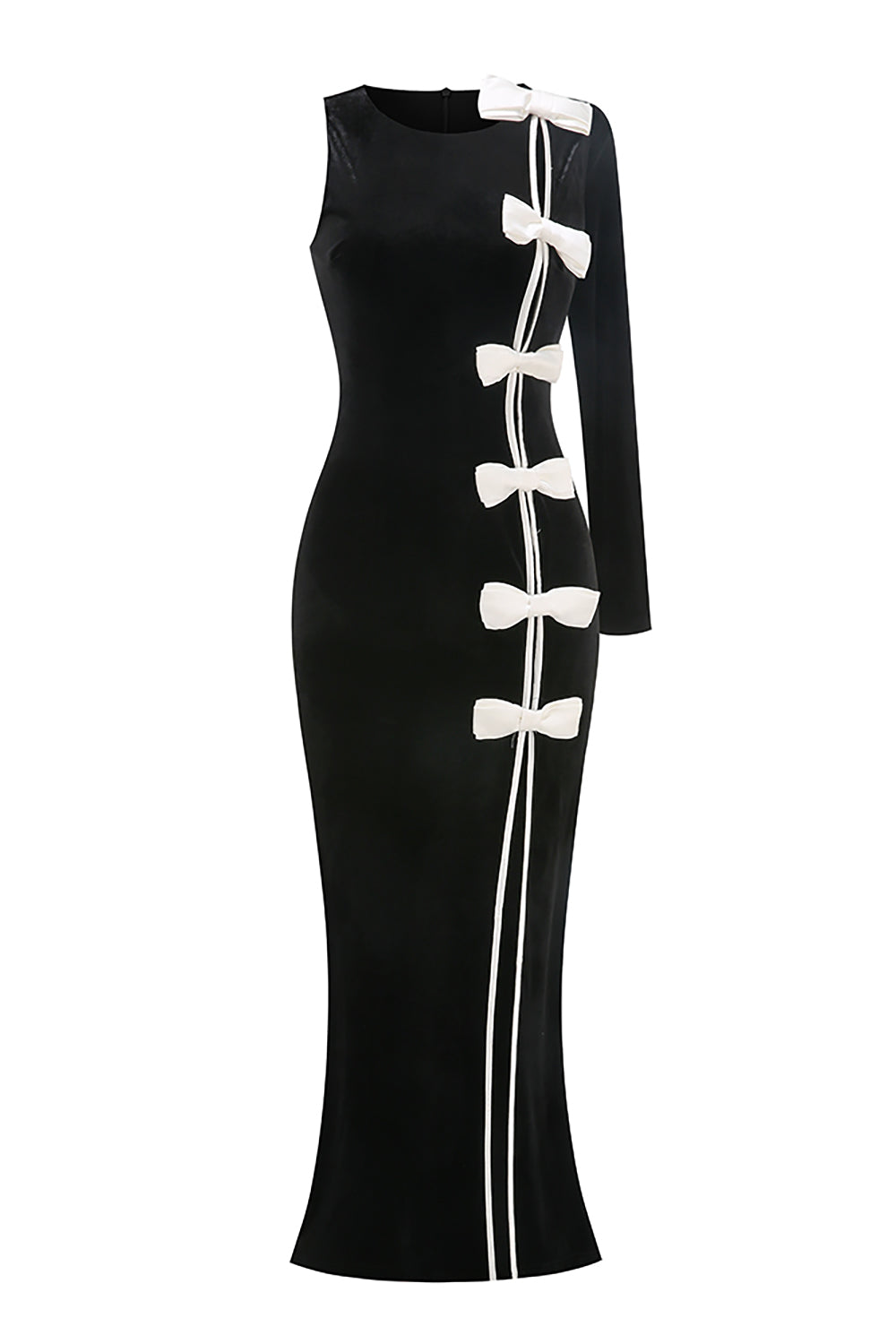 Bow Cascade Velvet Gown