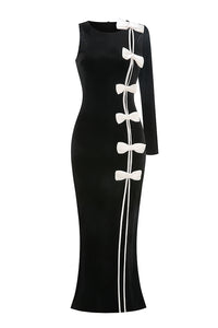 Bow Cascade Velvet Gown