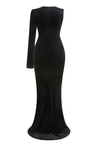 Bow Cascade Velvet Gown