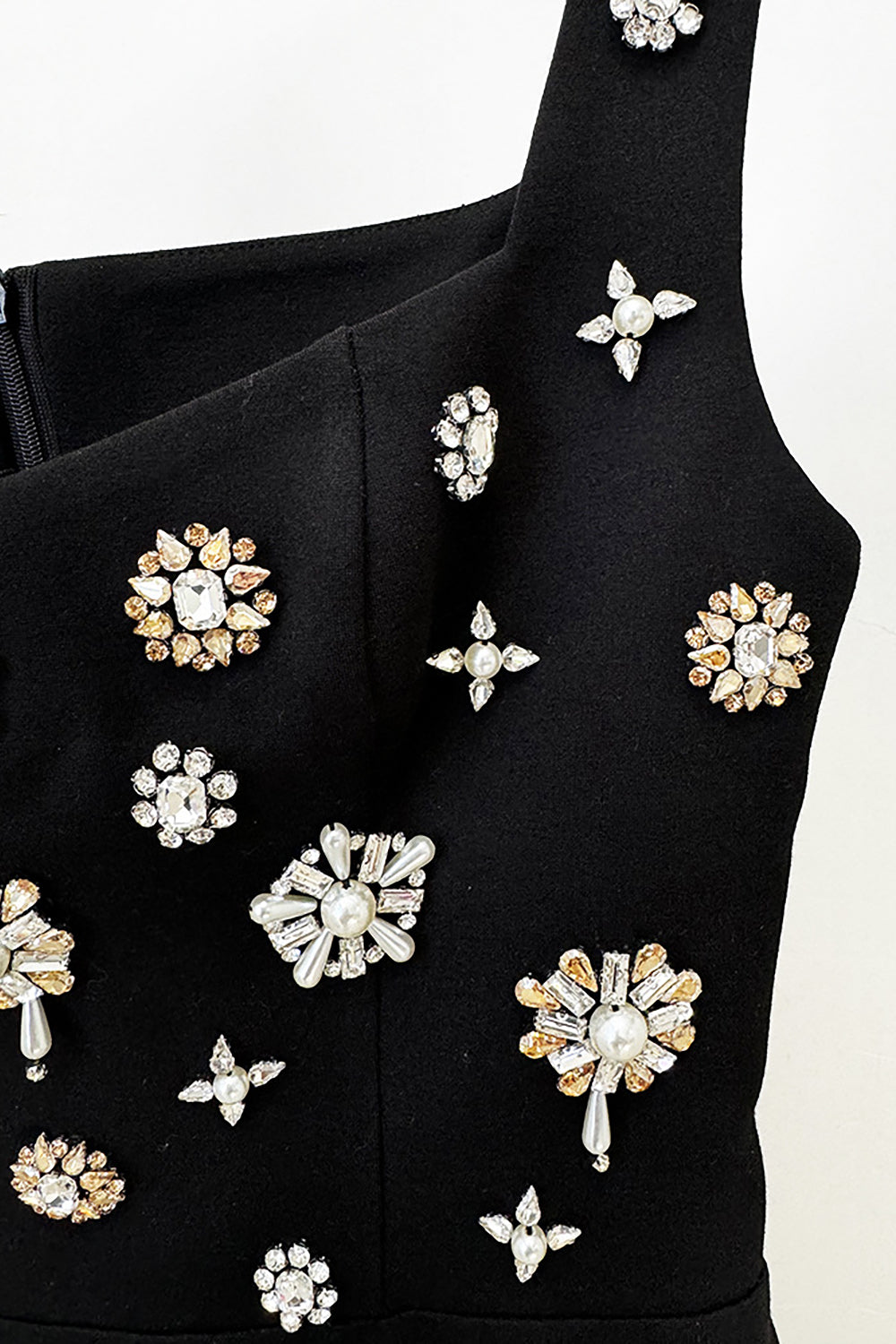 Brooch Embellished Scoopneck Gown