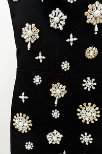 Brooch Embellished Scoopneck Gown
