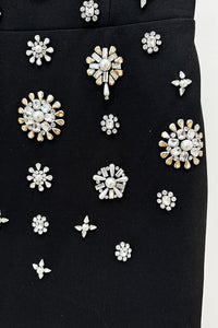 Brooch Embellished Scoopneck Gown