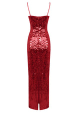 Flower Strappy Sequin Slip Maxi Dress