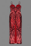 Flower Strappy Sequin Slip Maxi Dress