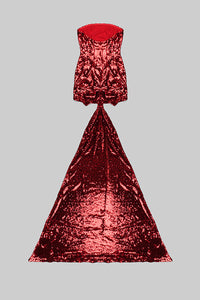 Burgundy Strapless Sequin Over-sized Bow Mini Dress