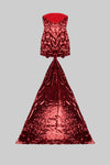 Burgundy Strapless Sequin Over-sized Bow Mini Dress