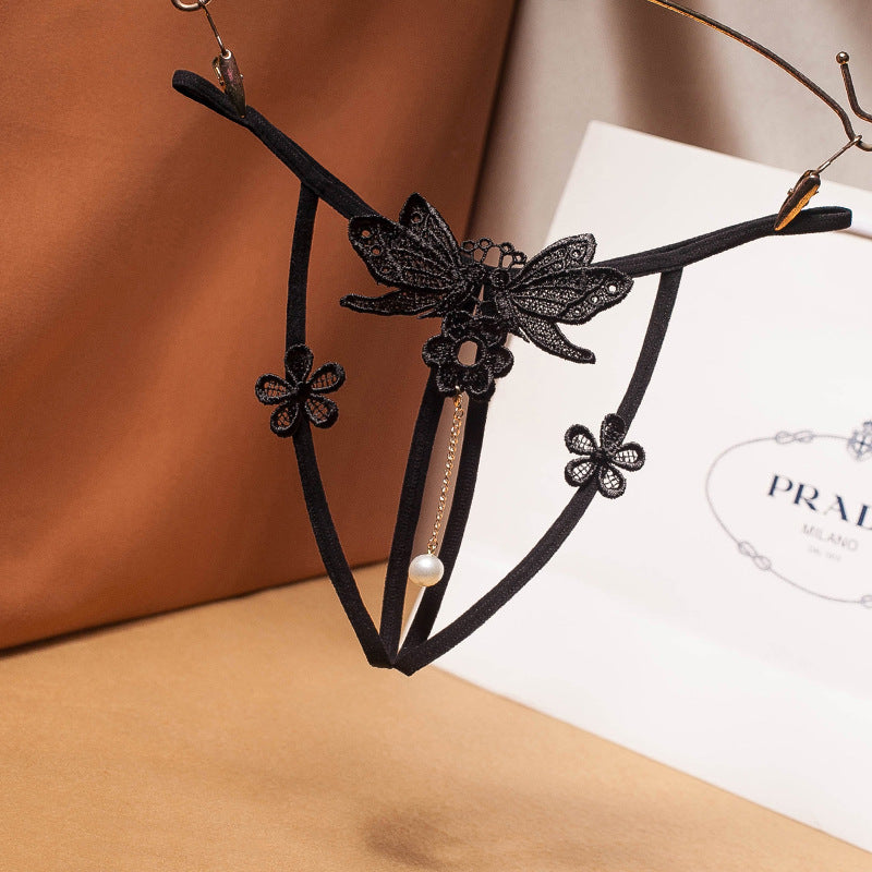 Butterfly Bows Open Crotch G-Strings in Red