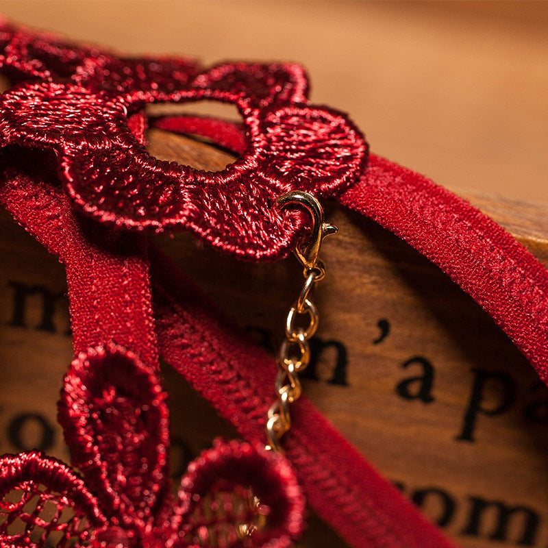 Butterfly Bows Open Crotch G-Strings in Red