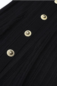 Button-detailed Ribbed-knit Maxi Dress