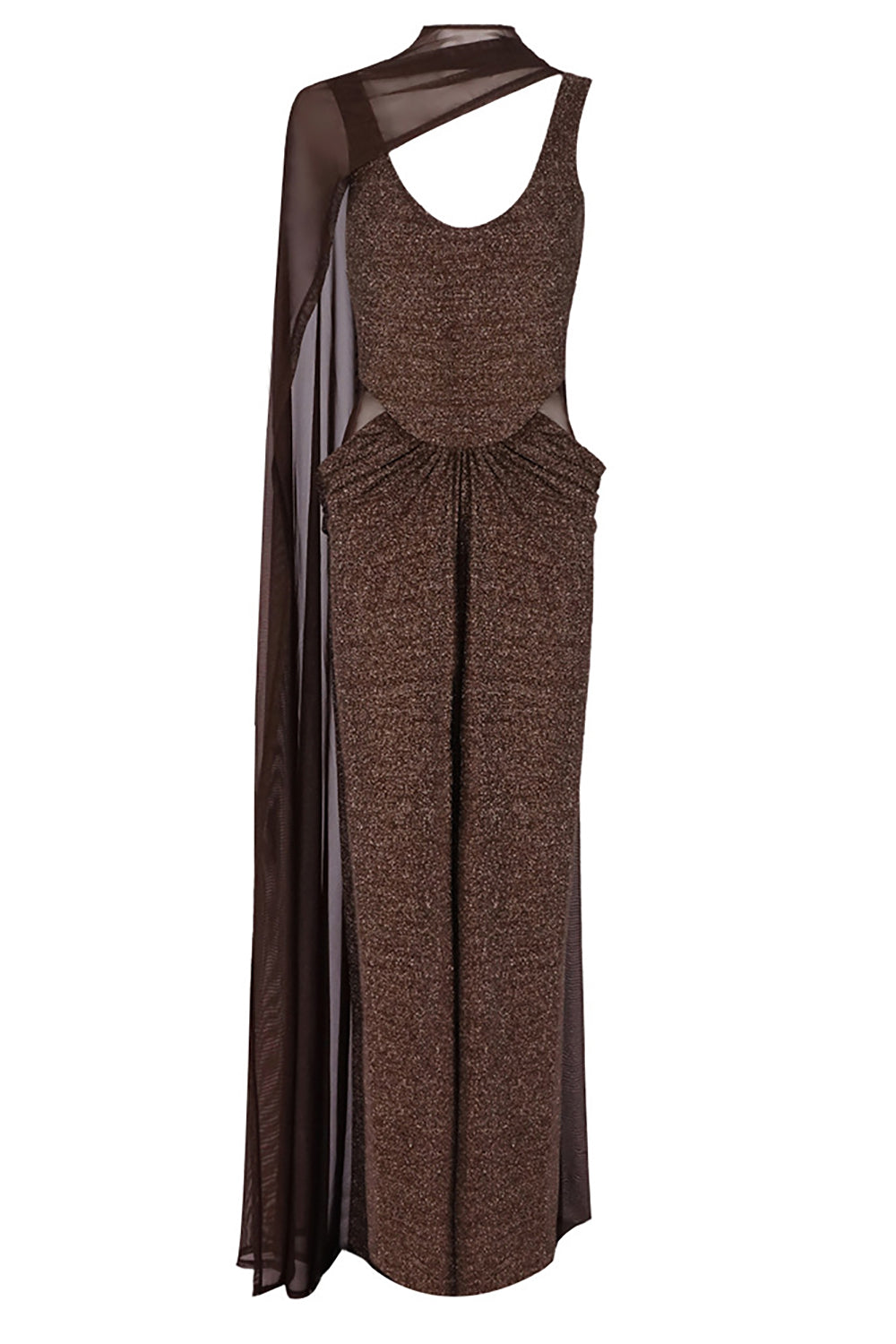 Chiffon Scarf Corseted Sparkly Maxi Dress