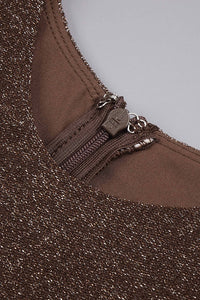 Chiffon Scarf Corseted Sparkly Maxi Dress