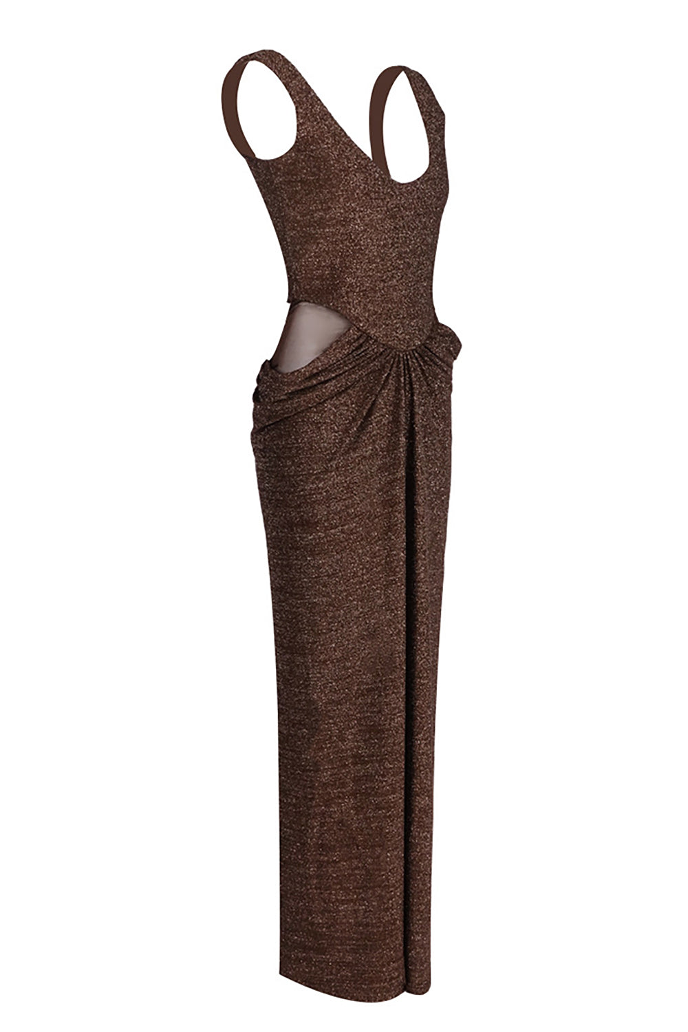 Chiffon Scarf Corseted Sparkly Maxi Dress