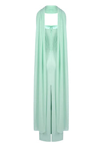Chiffon Scarf Crepe Gown