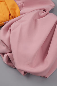 Colour Block Puff Sleeve Midi Dress in Pink Orange