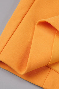 Colour Block Puff Sleeve Midi Dress in Pink Orange