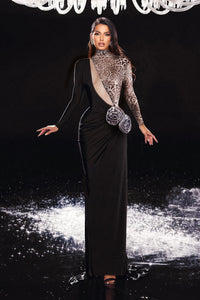 Contrasted Print Floral Maxi Dress