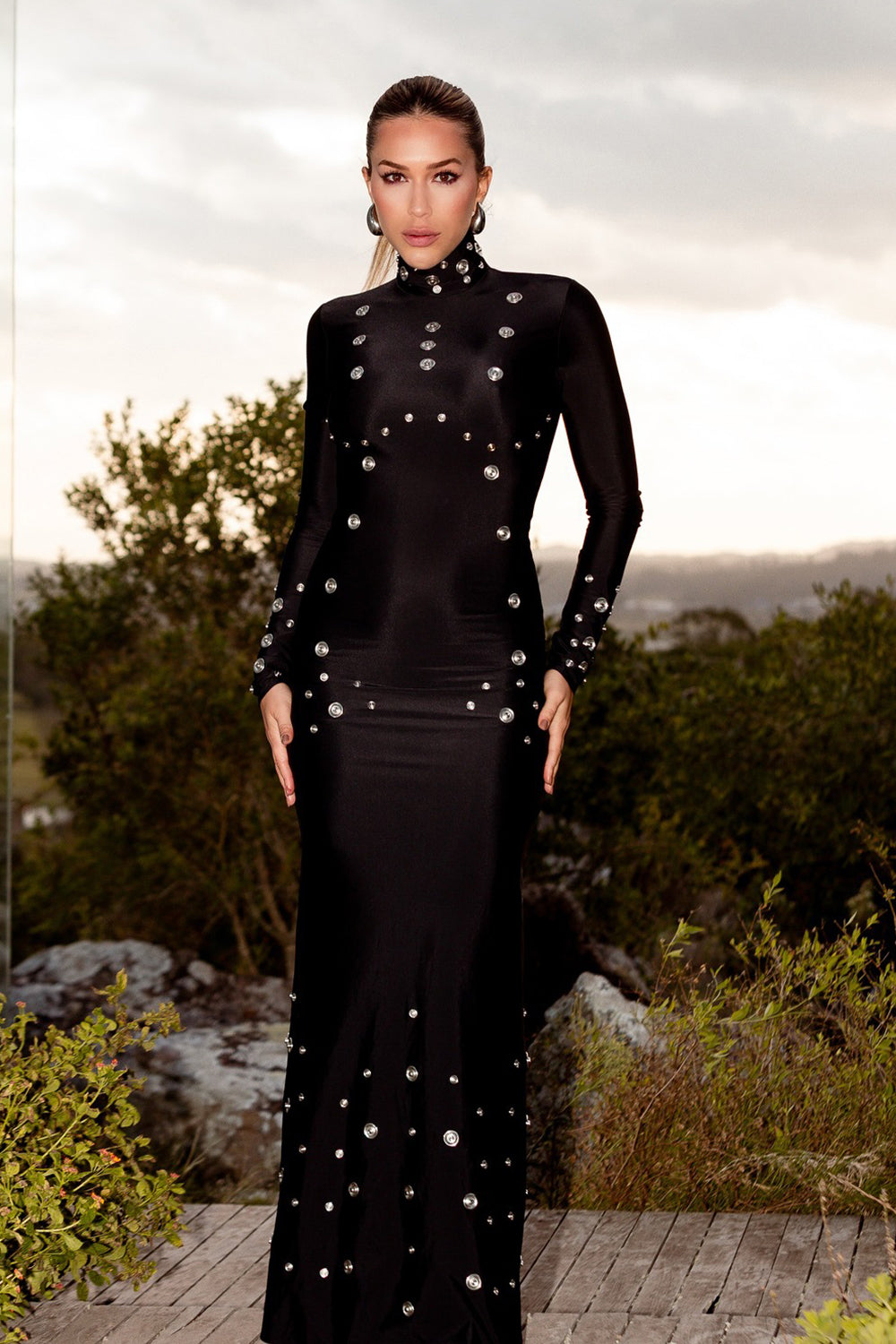 Coperni Snap-embellished Spandex Gown