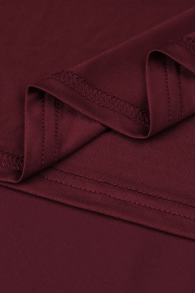Corset Bodice Draped Maxi Dress in Burgundy