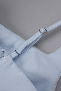 Corset Bodice Draped Maxi Dress in Light Blue
