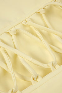 Corset Bodice Draped Maxi Dress in Yellow