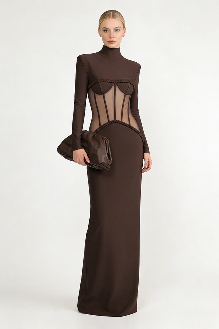 Corset Mesh Elegance Mirage Gown