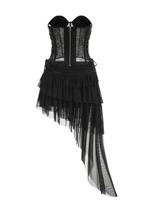 Corset Top & Irregular Mesh Skirt