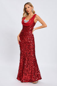 Cowl Sequin Maxi Dress