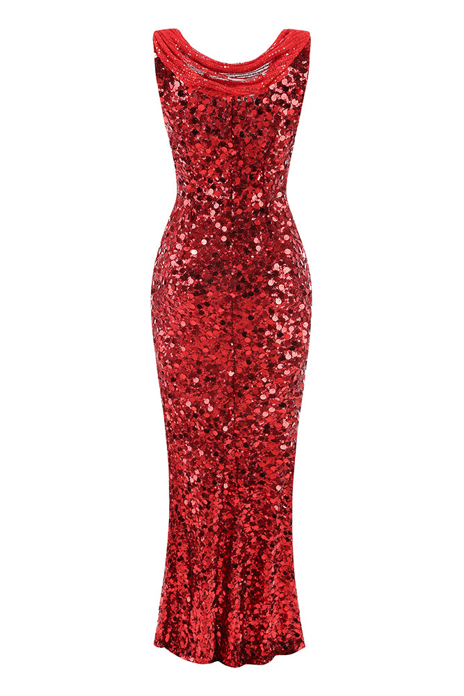 Cowl Sequin Maxi Dress