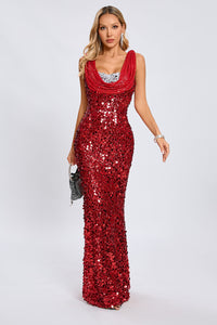 Cowl Sequin Maxi Dress