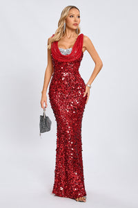 Cowl Sequin Maxi Dress