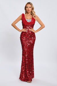 Cowl Sequin Maxi Dress