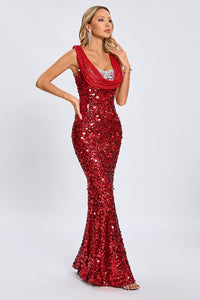 Cowl Sequin Maxi Dress