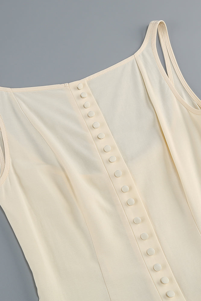 Cream Open Back A-Line Dress