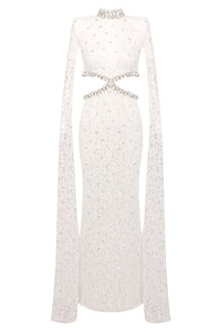 Crystal-embellished Cutout Lace Maxi Dress