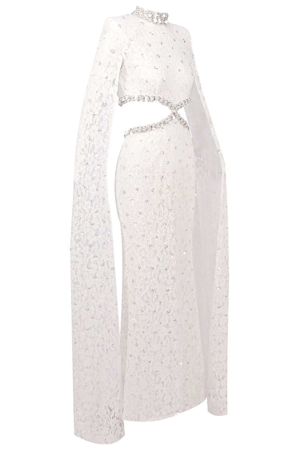 Crystal-embellished Cutout Lace Maxi Dress