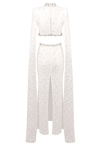 Crystal-embellished Cutout Lace Maxi Dress