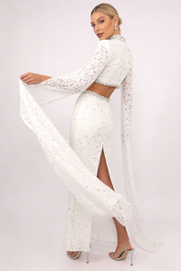 Crystal-embellished Cutout Lace Maxi Dress