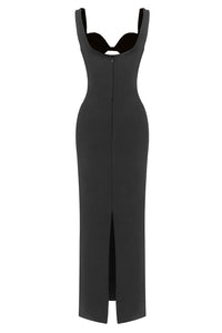 Crystal Sequin Cut Out Maxi Dress