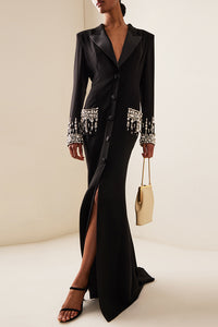 Crystal Embellished Blazer Gown