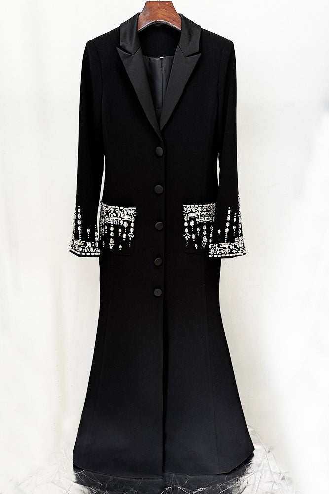 Crystal Embellished Blazer Gown