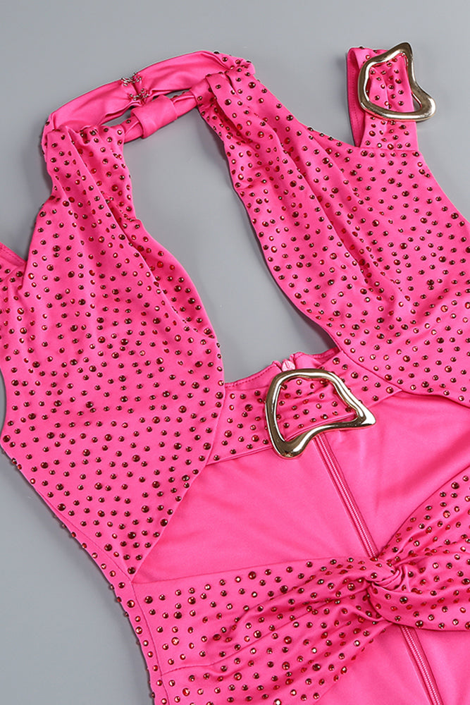 Crystal Embellished Cutout Maxi Dress