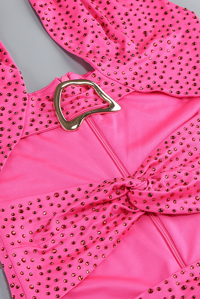 Crystal Embellished Cutout Maxi Dress