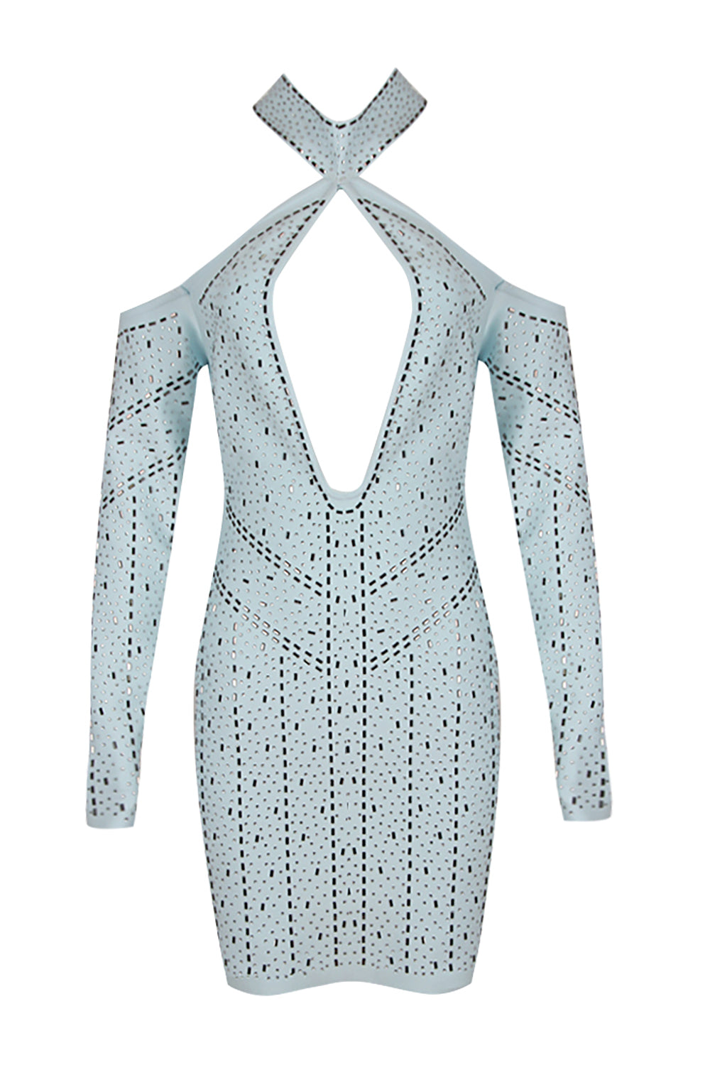 embellished cold shoulder cut out mini dress Embellished Cold Shoulder Cut Out Mini Dress in White