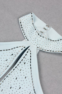 Crystal Embellished Halter Cutout Mini Bandage Dress