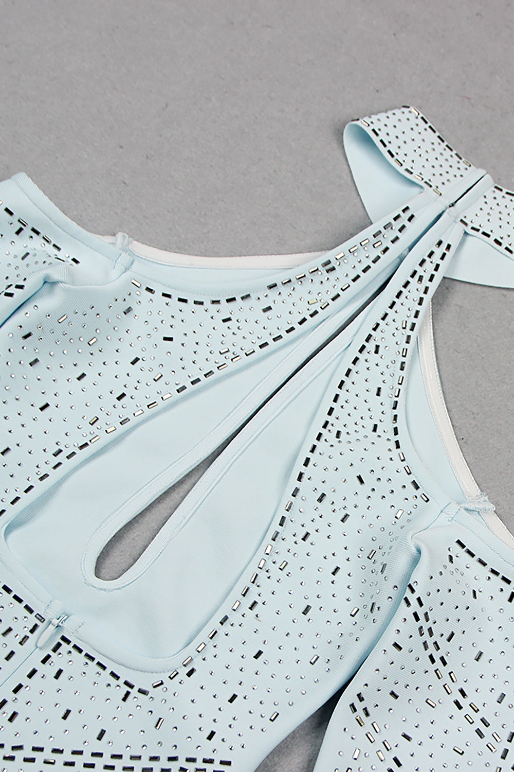 Crystal Embellished Halter Cutout Mini Bandage Dress