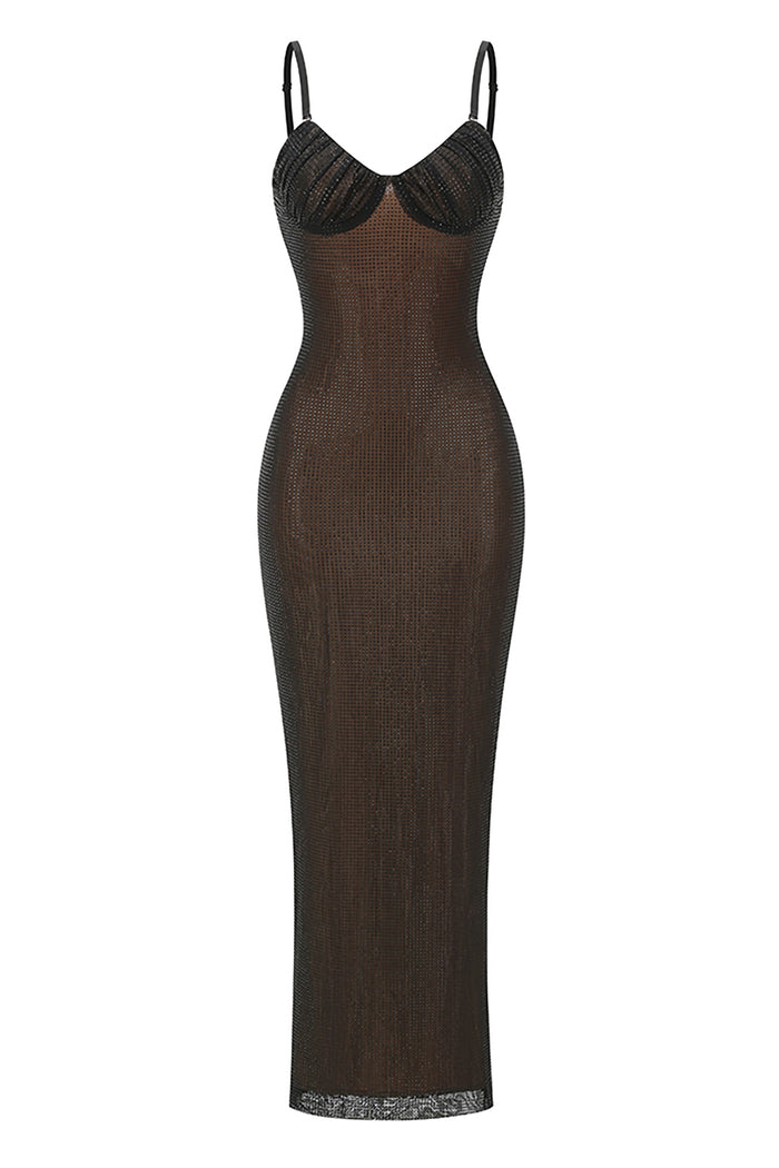 Crystal Embellished Mesh Gown