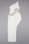 Crystal Embellished One Shoulder Bandage Dress In White