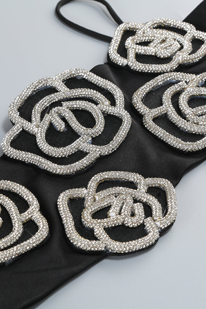 Crystal Embellished Top Asymmetrical Maxi Skirt