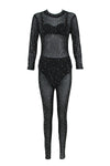 Crystal Embellished Tulle Jumpsuits and Bandage Bra High-Waisted Panties